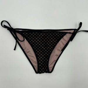 Victoria's Secret Tie Sides Black/Pink Lined Swim Bottom Women's Size M